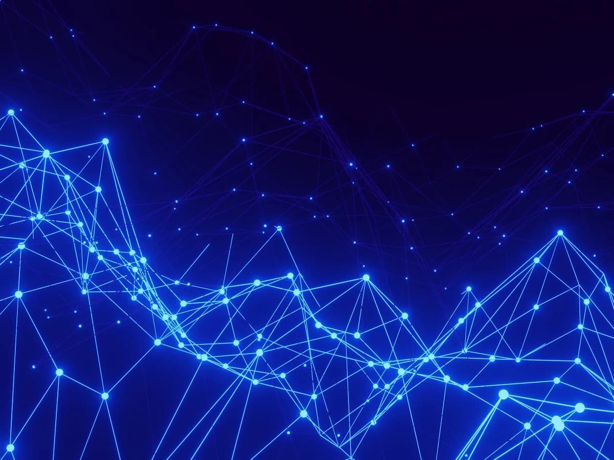Abstract blue data network plexus visualization representing the Kling 3.0 motion control pipeline